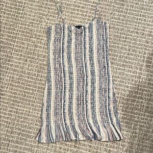 White and Blue Smocked Pleated Camisole dress. Sz Med
